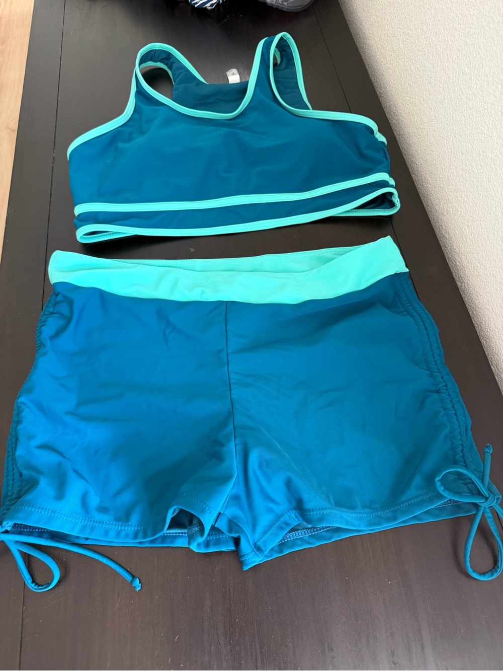Women's Two-Piece Teal Tankini Swim Set - Teal